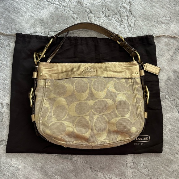 Coach Metallic Gold Medium Zoe Boho Shoulder Bag - Picture 1 of 11